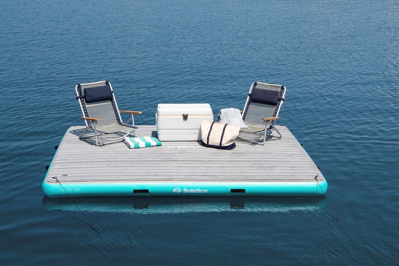 Swimline Inflatable Luxe Dock with Traction Pad and Ladder - 10' x 8'
